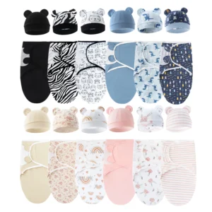 Newborn Swaddle & Hat Set (3-Pack)